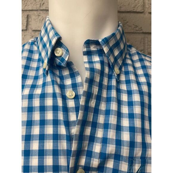 Nautica Men Blue/White Short Sleeve Checkered Button-Down Shirt Size M - Picture 7 of 10